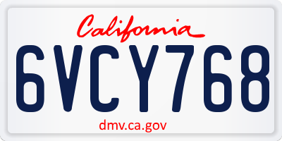 CA license plate 6VCY768