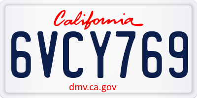CA license plate 6VCY769