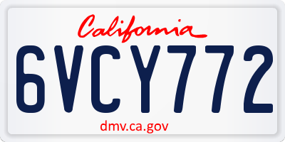CA license plate 6VCY772