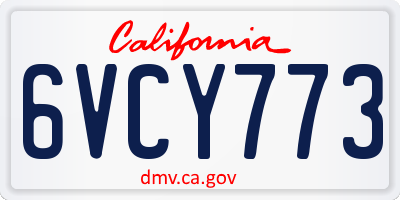 CA license plate 6VCY773