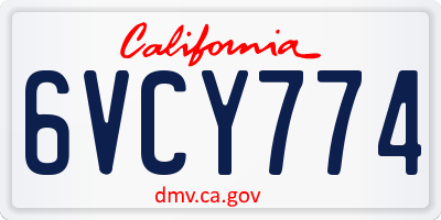 CA license plate 6VCY774