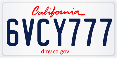 CA license plate 6VCY777