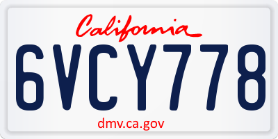 CA license plate 6VCY778