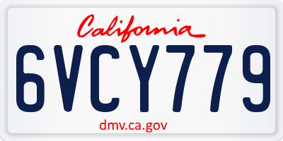 CA license plate 6VCY779