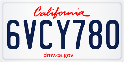 CA license plate 6VCY780
