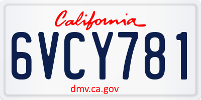CA license plate 6VCY781