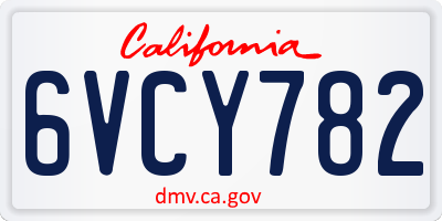 CA license plate 6VCY782