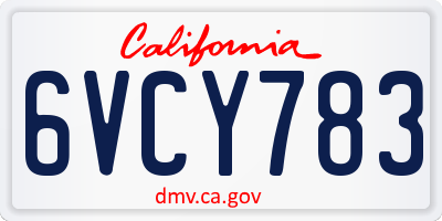 CA license plate 6VCY783