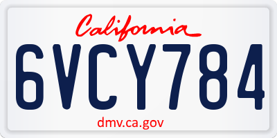 CA license plate 6VCY784