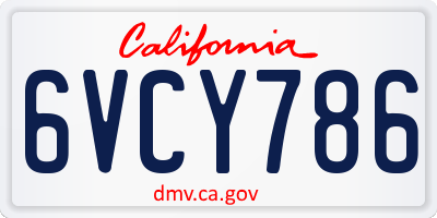 CA license plate 6VCY786
