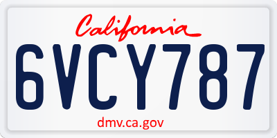 CA license plate 6VCY787
