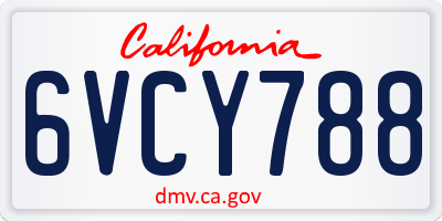 CA license plate 6VCY788