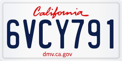 CA license plate 6VCY791