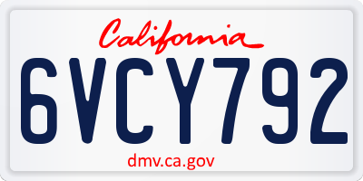 CA license plate 6VCY792