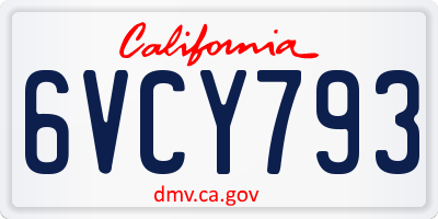 CA license plate 6VCY793