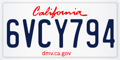 CA license plate 6VCY794