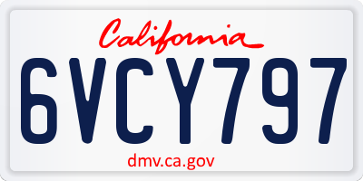CA license plate 6VCY797