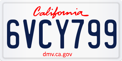 CA license plate 6VCY799