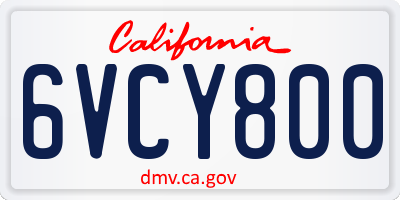 CA license plate 6VCY800