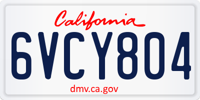CA license plate 6VCY804