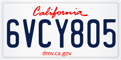CA license plate 6VCY805