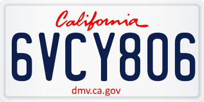 CA license plate 6VCY806