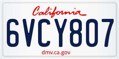 CA license plate 6VCY807