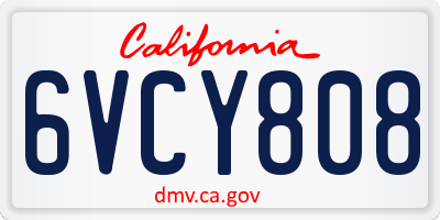 CA license plate 6VCY808