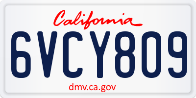 CA license plate 6VCY809