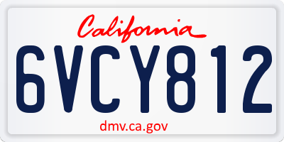 CA license plate 6VCY812