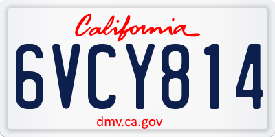 CA license plate 6VCY814