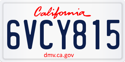 CA license plate 6VCY815