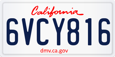 CA license plate 6VCY816
