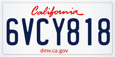 CA license plate 6VCY818