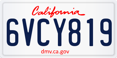 CA license plate 6VCY819