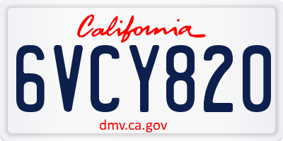CA license plate 6VCY820