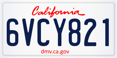 CA license plate 6VCY821