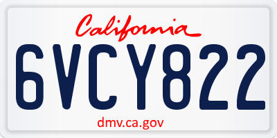 CA license plate 6VCY822