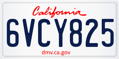 CA license plate 6VCY825
