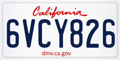 CA license plate 6VCY826