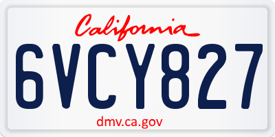 CA license plate 6VCY827