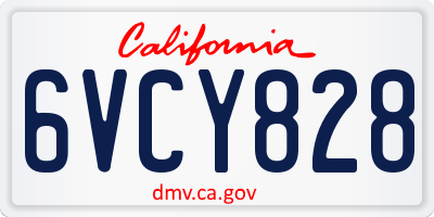 CA license plate 6VCY828