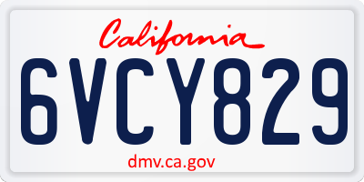 CA license plate 6VCY829
