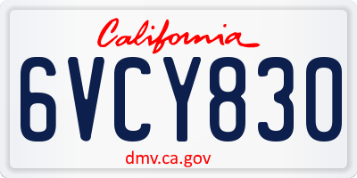 CA license plate 6VCY830