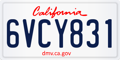 CA license plate 6VCY831