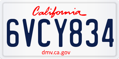 CA license plate 6VCY834