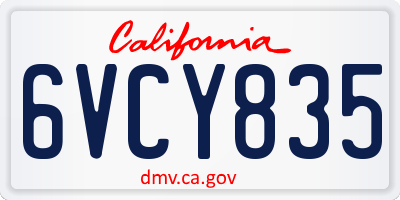 CA license plate 6VCY835