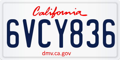 CA license plate 6VCY836