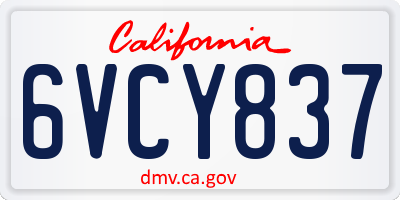 CA license plate 6VCY837