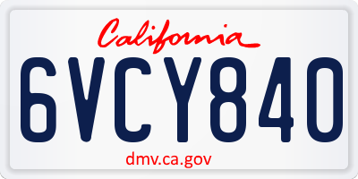 CA license plate 6VCY840